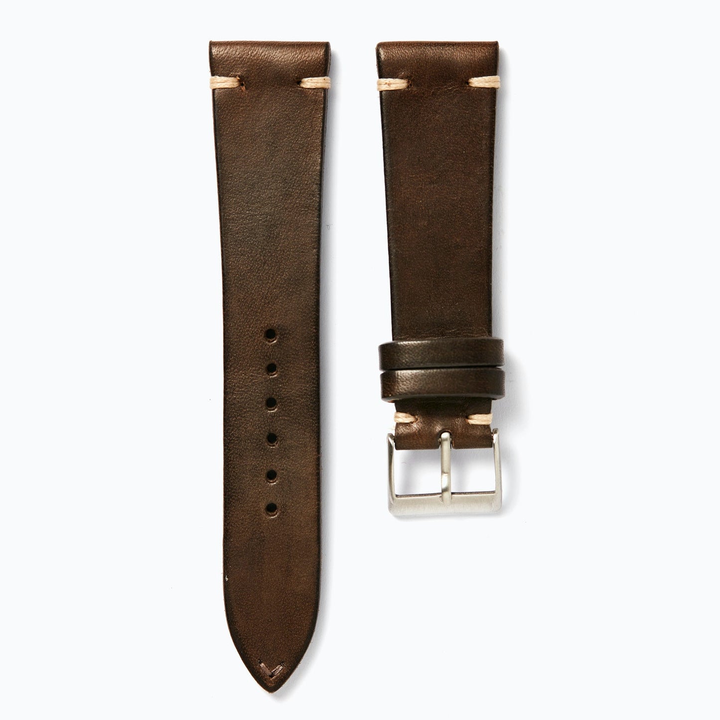 Time+Tide Brown + Cream Stitch Vintage Leather Watch Strap
