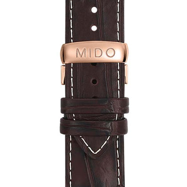 Mido Multifort Gent - Stainless Steel with Rose Gold PVD - Brown Leather Strap