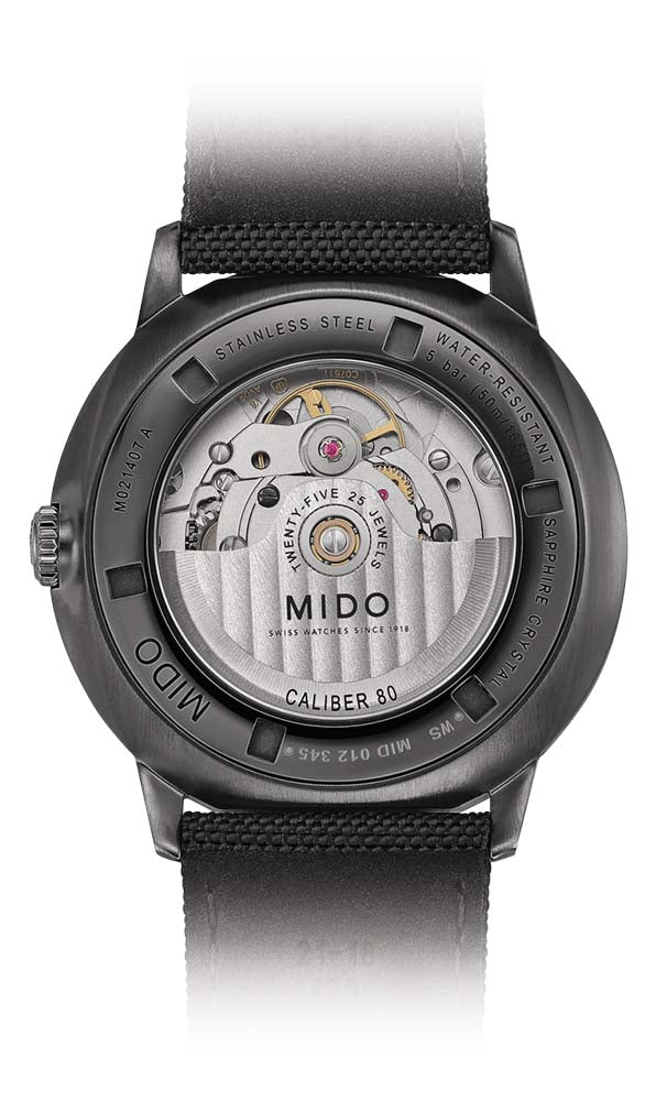 Mido Commander Gradient - Stainless Steel with Black PVD - Black Fabric Strap
