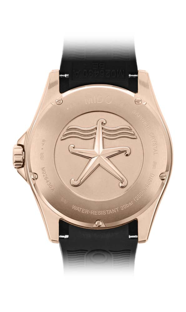 Mido Ocean Star - Stainless Steel with Rose Gold PVD - Black Rubber Strap