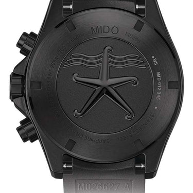 Mido Ocean Star Chronograph - Black DLC Coating with Ceramic Bezel - Interchangeable Black Rubber and Black Fabric Strap