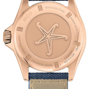 Mido Ocean Star Tribute - Stainless Steel with Rose Gold PVD - Blue Fabric Strap