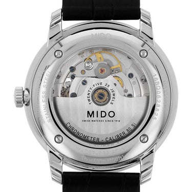 Mido Baroncelli Caliber 80 Chronometer Silicon Gent - Stainless Steel - Black Leather Strap