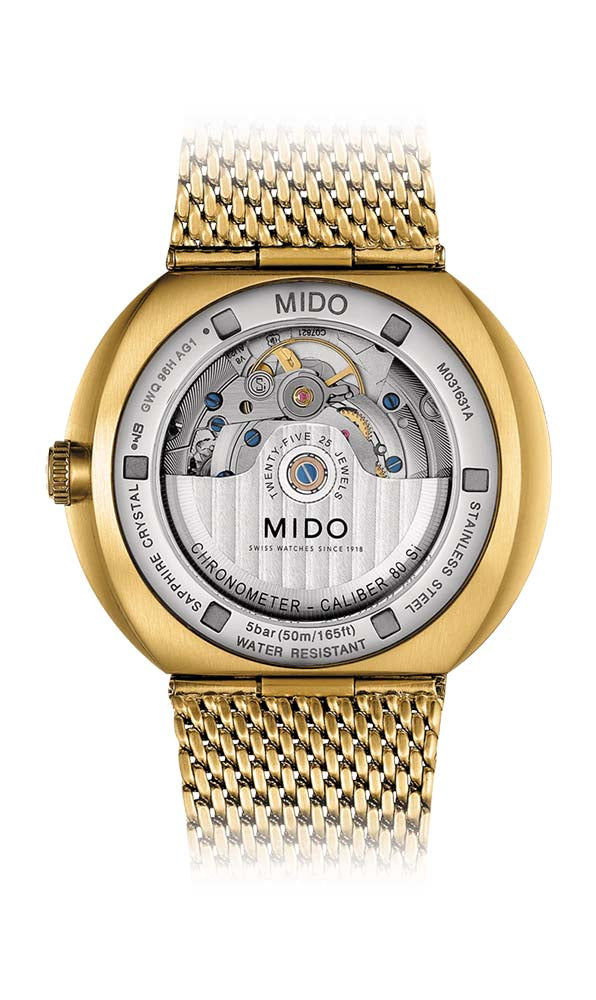 Mido Commander Icone - Stainless Steel with Yellow Gold PVD - Milanese mesh in stainless steel with yellow gold PVD bracelet