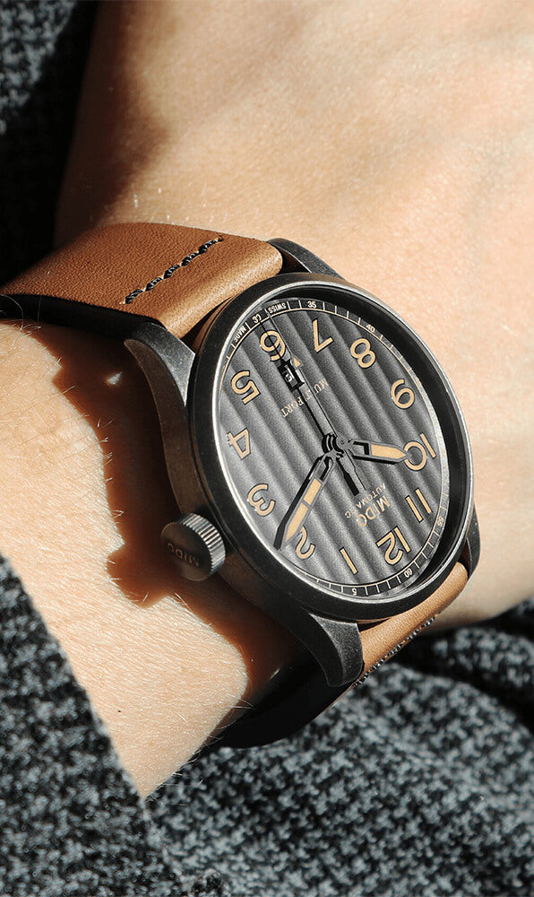 Mido Multifort Escape Horween Special Edition - Stainless Steel with Aged and Sandblasted PVD - Interchangeable Brown and Black Horween™ Leather Strap