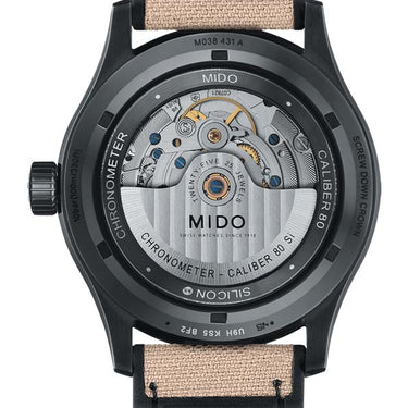 Mido Multifort Chronometer 1 - Stainless Steel with Black PVD - Beige Fabric Strap