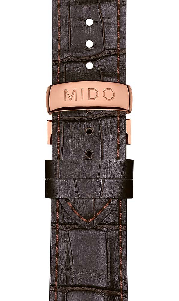 Mido Multifort Chronometer - Stainless Steel with Rose Gold PVD - Brown Leather Strap