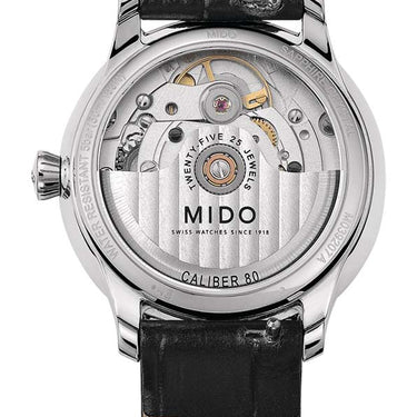 Mido Baroncelli Lady Day & Night - Stainless Steel - Interchangeable Black Leather Strap and Red Glossy Leather Strap