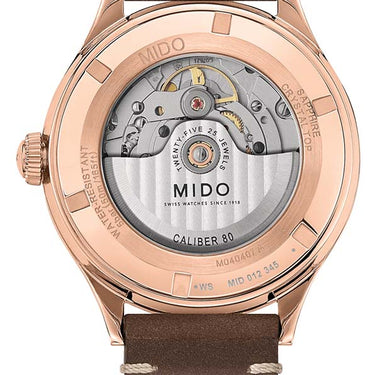 Mido Multifort Patrimony - Stainless Steel with Rose Gold PVD - Brown Patina Leather Strap