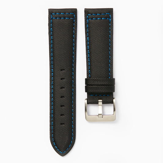 Time+Tide Black + Blue Stitch Nylon Sail Cloth Watch Strap