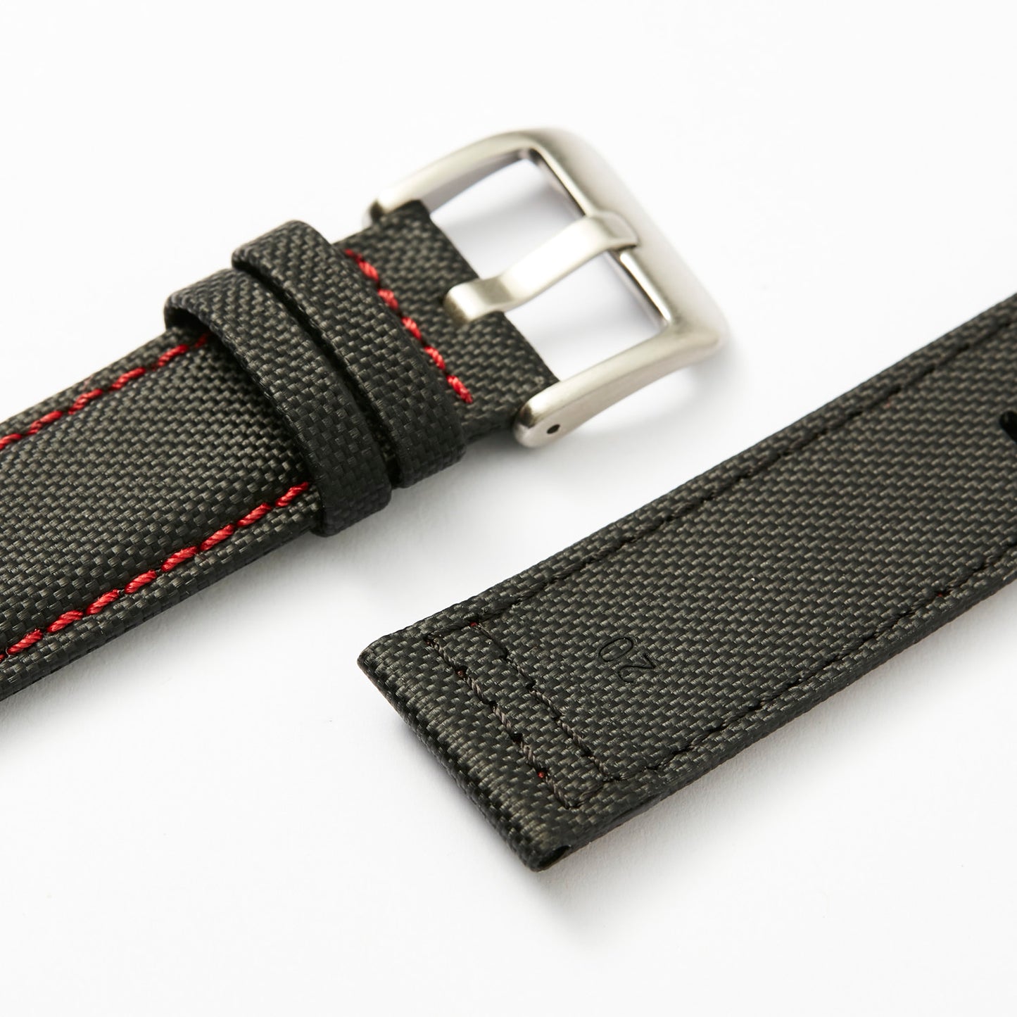 Time+Tide Black + Red Stitch Nylon Sail Cloth Watch Strap