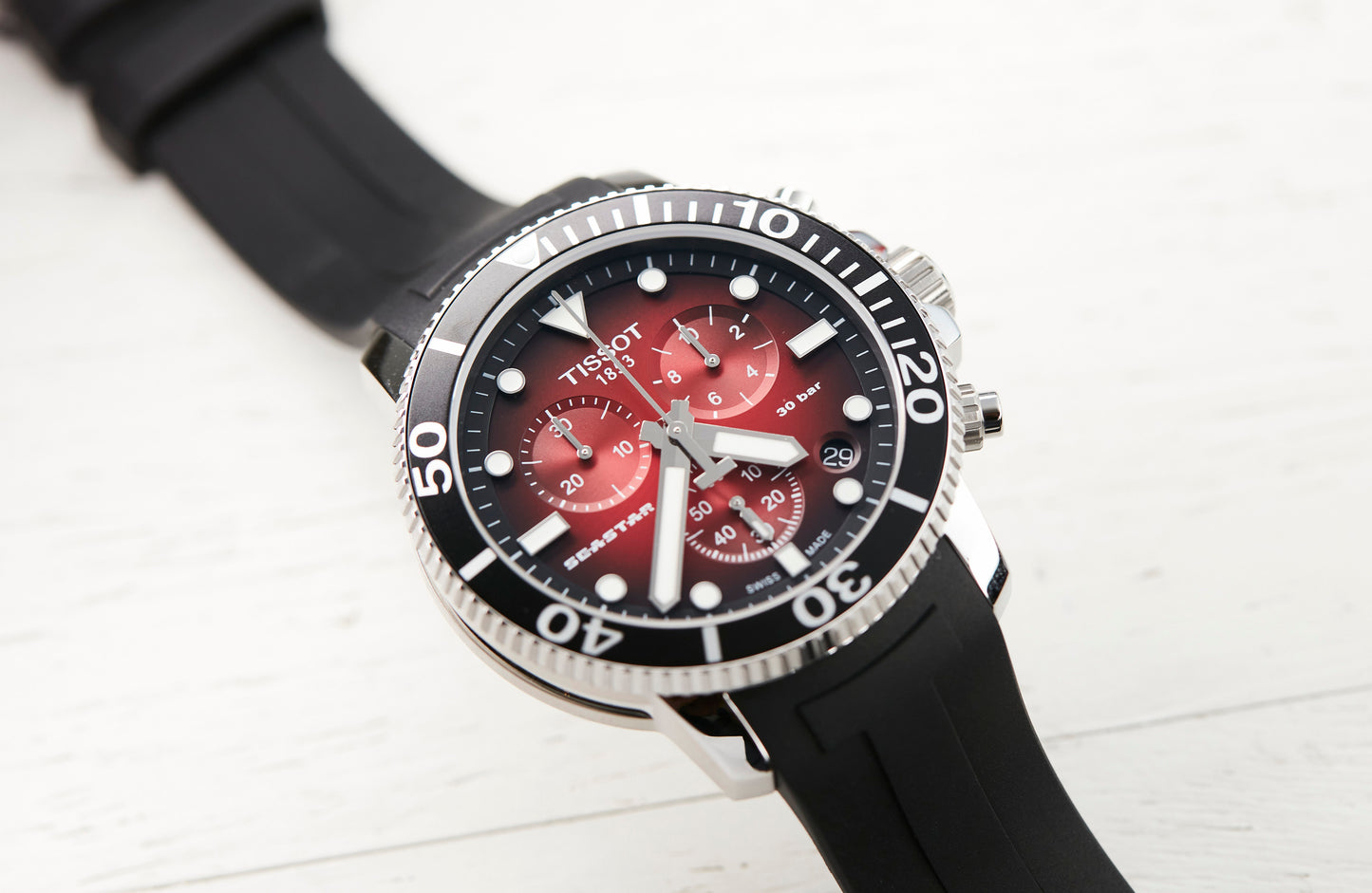 Tissot Seastar 1000 Chronograph - Red with Black Rubber Strap