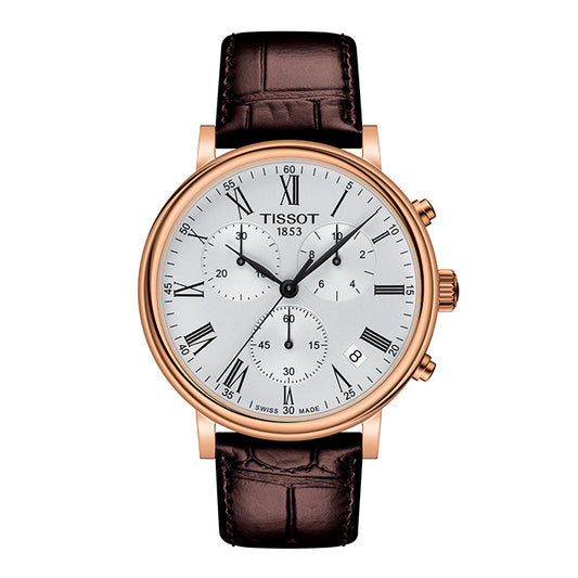 Tissot Carson Premium Chronograph - Rose Gold PVD with Brown Leather Strap