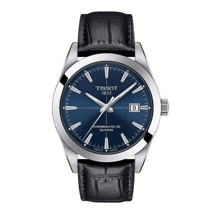 Tissot Gentleman Powermatic 80 Silicium - Blue with Black Leather Strap