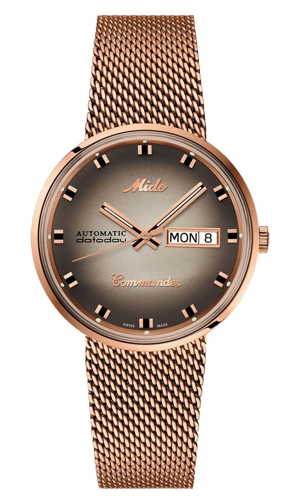 Mido Commander Shade - Stainless Steel with Rose Gold PVD - Milanese Mesh in Stainless Steel with Rose Gold PVD Coating Bracelet