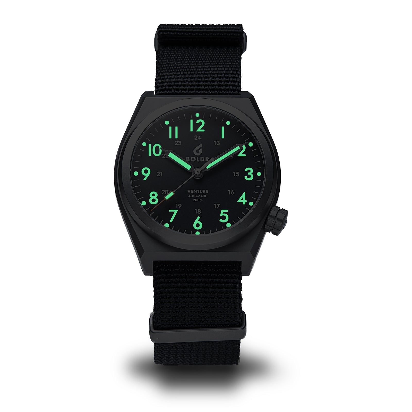 BOLDR Venture Carbon Black titanium field watch