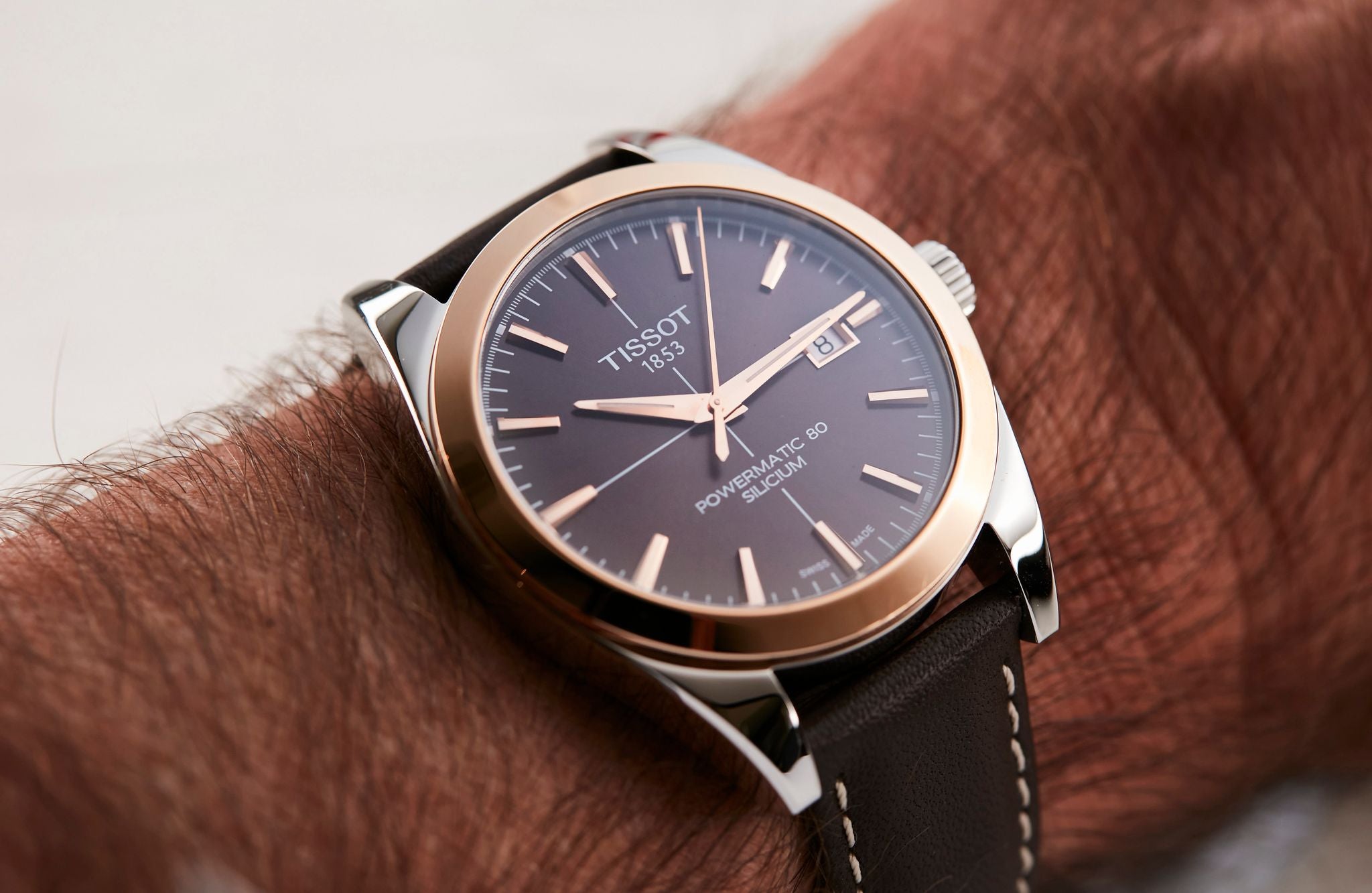 Tissot Gentleman Powermatic 80 Silicium Solid 18K Gold bezel with