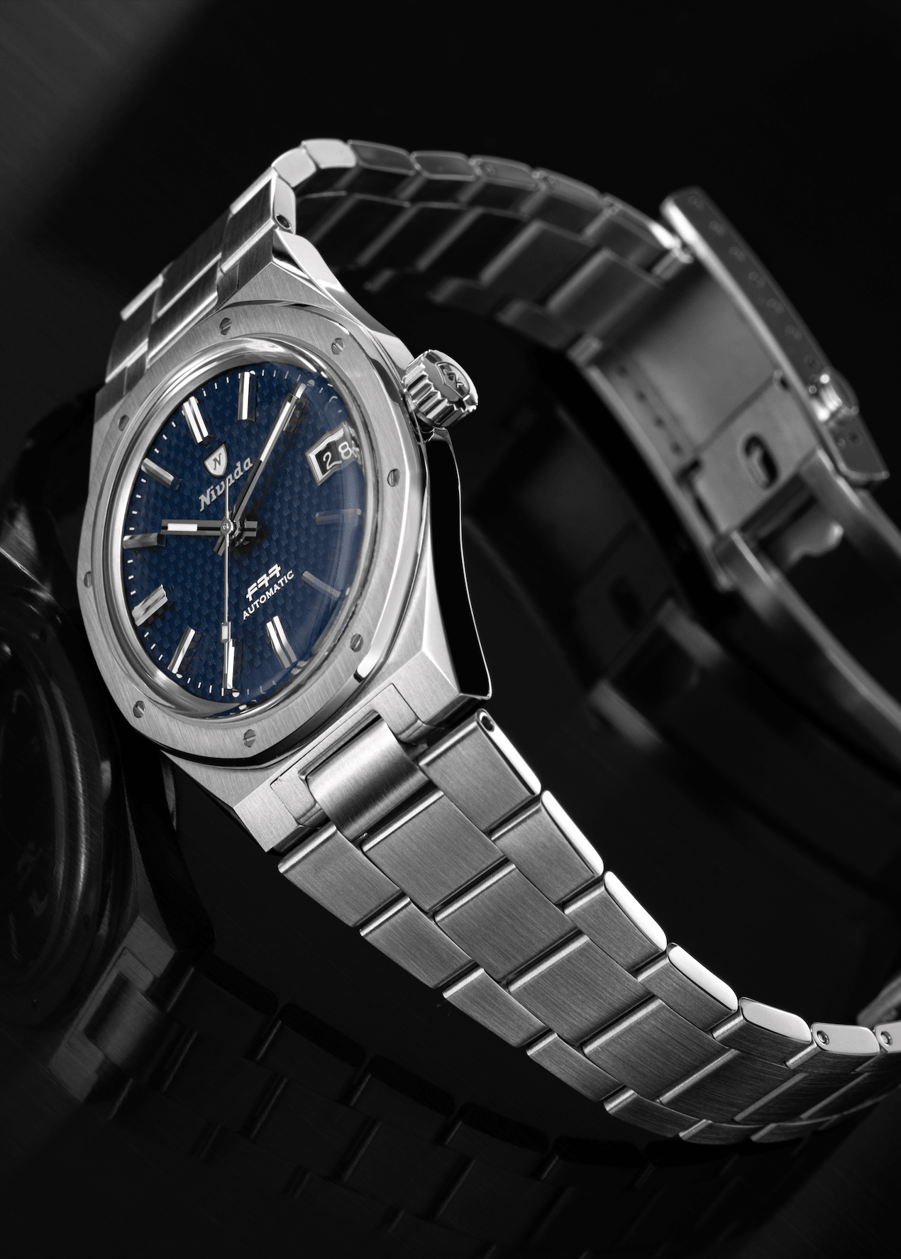 F77 Blue With Date - Nivada Grenchen