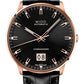 Mido Commander Big Date - Stainless Steel with Rose Gold PVD - Black Leather Strap