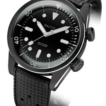 Baltic Aquascaphe Dual Crown PVD Black - Black Tropic Strap