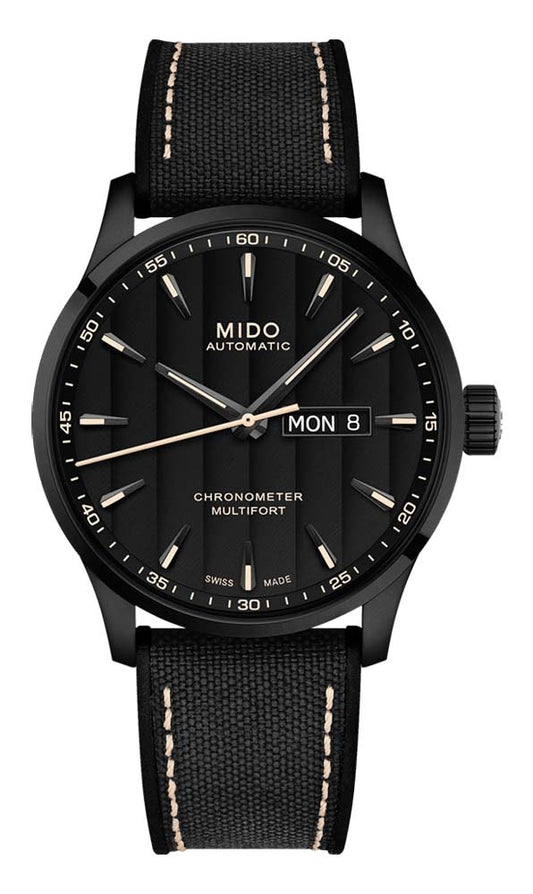 Mido Multifort Chronometer 1 - Stainless Steel with Black PVD - Black Fabric Strap