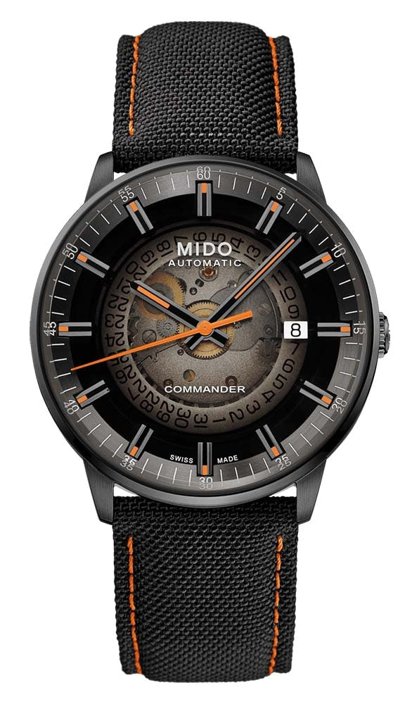 Mido Commander Gradient - Stainless Steel with Black PVD - Black Fabric Strap
